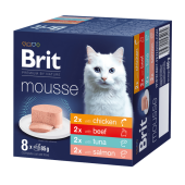 Мокра храна за котки Brit Premium by Nature Cat Mousse Multipack Mix - мус с различни вкусове, 8 x 85 г